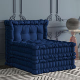 WOWMAX Floor Sofa Couch Bed Convertible Lazy Sofa,Velvet-Deep Blue